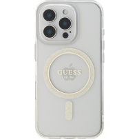 Guess IML csillogó gyűrű borítás MagSafe-el* iPhone 16 Pro Max készülékhez - átlátszó