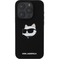 Karl Lagerfeld Choupette fej szilikon burkolat MagSafe-el* iPhone 16 Pro készülékhez - fekete