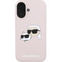 Karl Lagerfeld Duplafejű szilikon burkolat MagSafe-el* iPhone 16-hoz - rózsaszín