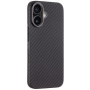 Tactical Aramid tok szénszálas mintával és MagSafe támogatással iPhone 16-hoz - sötétszürke