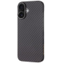 Tactical Aramid tok szénszálas mintával és MagSafe támogatással iPhone 16-hoz - sötétszürke
