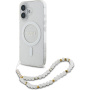 Guess IML Glitter Beads pántos tok hurokkal és MagSafe iPhone 16-hoz - ezüst