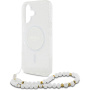 Guess IML Glitter Beads pántos tok hurokkal és MagSafe iPhone 16-hoz - ezüst