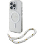 Guess IML Glitter Beads pántos tok hurokkal és MagSafe iPhone 16 Pro Max készülékhez - ezüst