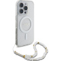 Guess IML Glitter Beads pántos tok hurokkal és MagSafe iPhone 16 Pro Max készülékhez - ezüst