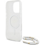 Guess IML Glitter Beads pántos tok hurokkal és MagSafe iPhone 16 Pro Max készülékhez - ezüst
