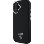 Guess Szemcsés háromszög logóborító MagSafe-el* iPhone 16-hoz - fekete