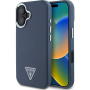 Guess Szemcsés háromszög logóborító MagSafe-el* iPhone 16-hoz - Sötétkék