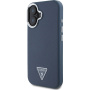 Guess Szemcsés háromszög logóborító MagSafe-el* iPhone 16-hoz - Sötétkék