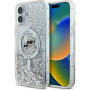 Karl Lagerfeld Folyékony csillogó Karl és Choupette fejvédő MagSafe-gyel* iPhone 16-hoz - ezüst