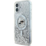 Karl Lagerfeld Folyékony csillogó Karl és Choupette fejvédő MagSafe-gyel* iPhone 16-hoz - ezüst