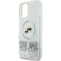 Karl Lagerfeld Folyékony csillogó Karl és Choupette fejvédő MagSafe-gyel* iPhone 16-hoz - ezüst