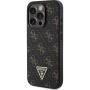 Guess 4G háromszög fém logóborító iPhone 16 Pro telefonhoz - fekete