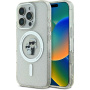 Karl Lagerfeld IML Glitter Karl és Choupette csillogó borító MagSafe-el* iPhone 16 Pro készülékhez - Ezüst