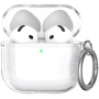 Átlátszó csillogó tok karabinerrel AirPods 4 / 5 készülékhez - ezüst