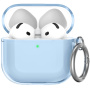 Átlátszó tok karabinerrel AirPods 4 / 5-höz - kék