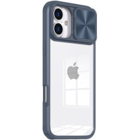 Tok elcsúsztatható kameralencsevédővel iPhone 16-hoz - sötétkék