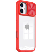 Tok elcsúsztatható kameralencsevédővel iPhone 16 Plus-hoz - piros