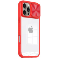 Tok elcsúsztatható kameralencsevédővel iPhone 16 Pro-hoz - piros