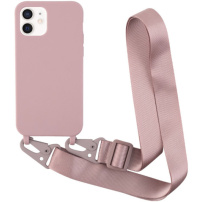 Matt borítás állítható pánttal iPhone 12 / 12 Pro-hoz - régi rózsaszín