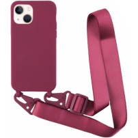 Matt borító állítható pánttal iPhone 13 mini - bordó
