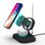 F22 4 az 1-ben összecsukható mágneses vezeték nélküli töltő állvány iPhone / Apple Watch / AirPods / Apple Pencil készülékekhez - 15W - fekete
