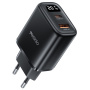 Yesido YC68 töltő adapter kijelzővel és USB-C / USB-A portokkal - 20W - fekete