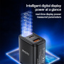 Yesido YC68 töltő adapter kijelzővel és USB-C / USB-A portokkal - 20W - fekete