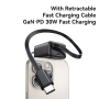 USAMS CC241 adapter szett USB-C porttal és kihúzható USB-C kábellel - 30W - fehér