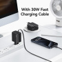 USAMS CC241 adapter szett USB-C porttal és kihúzható USB-C kábellel - 30W - fehér