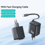 USAMS CC241 adapter szett USB-C porttal és kihúzható USB-C kábellel - 30W - fehér