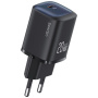 USAMS CC248 gyorstöltő adapter USB-C porttal - 20W - fekete