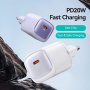USAMS CC248 gyorstöltő adapter USB-C porttal - 20W - fekete