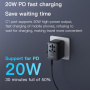 TOTUDESIGN 635DQ univerzális utazóadapter USB-C / 2x USB-A portokkal és kihúzható dugókkal - 20W - fekete