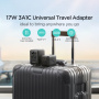 JOYROOM JR-TCW01 univerzális utazó adapter USB-C / 3x USB-A portokkal és kihúzható dugókkal - 17W - fekete