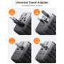 JOYROOM JR-TCW01 univerzális utazó adapter USB-C / 3x USB-A portokkal és kihúzható dugókkal - 17W - fekete
