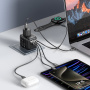 JOYROOM JR-TCW01 univerzális utazó adapter USB-C / 3x USB-A portokkal és kihúzható dugókkal - 17W - fekete