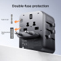 JOYROOM JR-TCW01 univerzális utazó adapter USB-C / 3x USB-A portokkal és kihúzható dugókkal - 17W - fekete