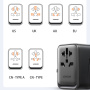 JOYROOM JR-TCW01 univerzális utazó adapter USB-C / 3x USB-A portokkal és kihúzható dugókkal - 17W - fekete