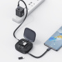 USAMS US-SJ650 készlet visszahúzható USB-C kábelekkel, adapterekkel és tűvel - fekete