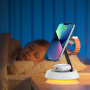 Wiwu W002 3 az 1-ben mágneses vezeték nélküli állvány háttérvilágítással iPhone / Apple Watch / AirPods készülékekhez - 15W - fehér