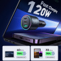 JOYROOM CCN07 autós töltő szett 2x USB-C / USB-A portokkal és USB-C - USB-C kábellel - 120W - 1,2 m - fekete