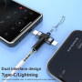 2 az 1-ben audioadapter - 3,5 mm-es jack USB-C / Lightning - szürke