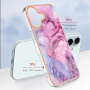 Márvány védőburkolat iPhone 16-hoz - rózsaszín lila