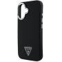 Guess Szemcsés háromszög logóborító MagSafe-el* iPhone 16-hoz - fekete