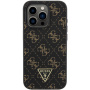 Guess 4G háromszög fém logóborító iPhone 16 Pro telefonhoz - fekete
