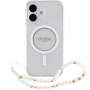 Guess IML Glitter Beads pántos tok hurokkal és MagSafe iPhone 16-hoz - ezüst