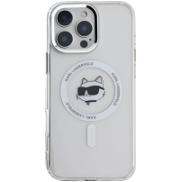 Karl Lagerfeld IML Choupette fej fém váz burkolat MagSafe-el* iPhone 16 Pro készülékhez - átlátszó