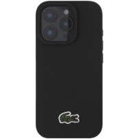 Lacoste Ikonikus Petit Pique szőtt logóborító MagSafe-el* iPhone 16 Pro telefonhoz - fekete