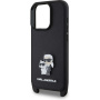 Karl Lagerfeld Saffiano Crossbody fém Karl és Choupette tok állítható pánttal iPhone 16 Pro Max készülékhez - fekete